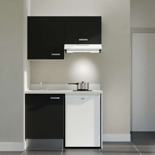 K01 : Noir - Plan Monobloc Snova Évier à Gauche + Electro Blanc