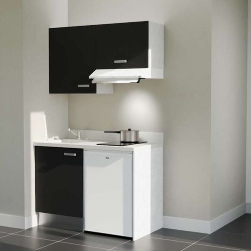 K01 : Noir - Plan Monobloc Snova Évier à Gauche + Electro Blanc