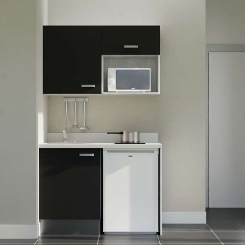 K07 : Noir - Plan Monobloc Snova Évier à Gauche + Electro Blanc