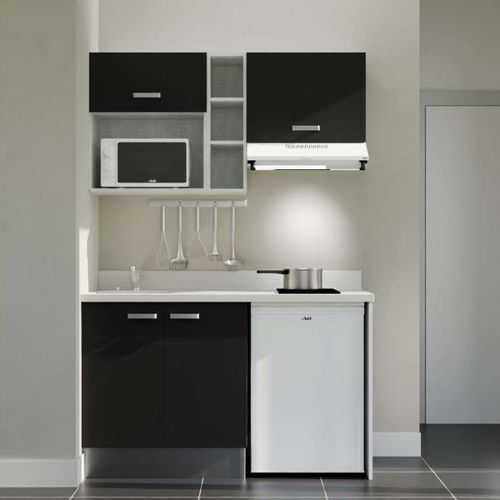 K13 : Noir - Plan Monobloc Snova Évier à Gauche + Electro Blanc