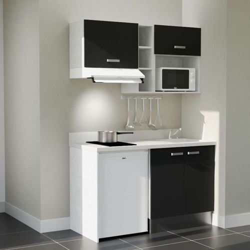 K13 : Noir - Plan Monobloc Snova Évier à Droite + Electro Blanc