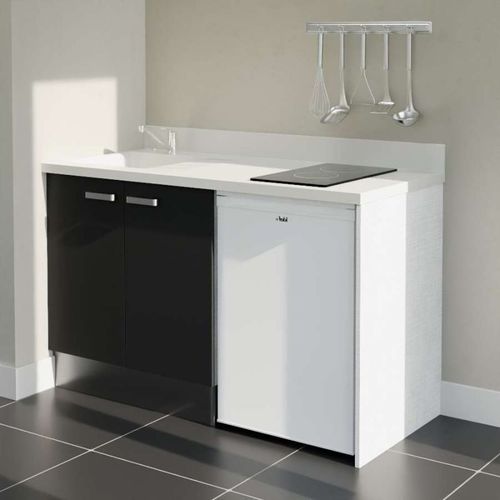 K17 : Noir - Plan Monobloc Snova Évier à Gauche + Electro Blanc