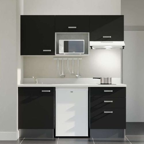 K20 : Noir - Plan Monobloc Snova Évier à Gauche + Electro Blanc