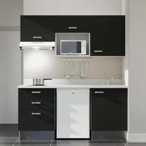 K20 : Noir - Plan Monobloc Snova Évier à Droite + Electro Blanc