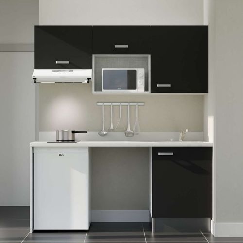 K55 : Noir - Plan Monobloc Snova Évier à Droite + Electro Blanc