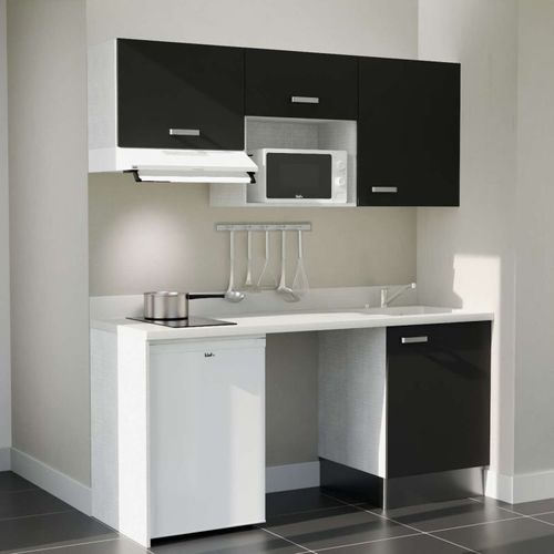 K55 : Noir - Plan Monobloc Snova Évier à Droite + Electro Blanc