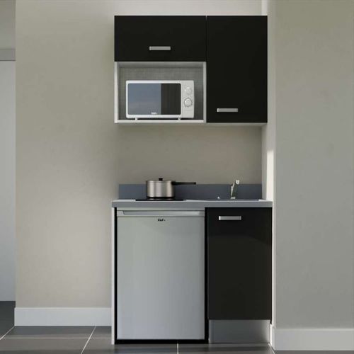 K00 : Noir - Plan Monobloc Cromo Évier à Droite + Electro Inox