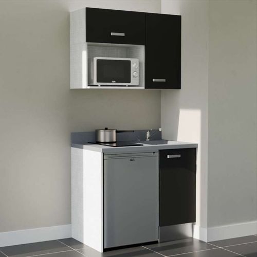 K00 : Noir - Plan Monobloc Cromo Évier à Droite + Electro Inox