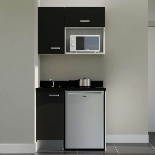 K00 : Noir - Plan Monobloc Nero Évier à Gauche + Electro Inox