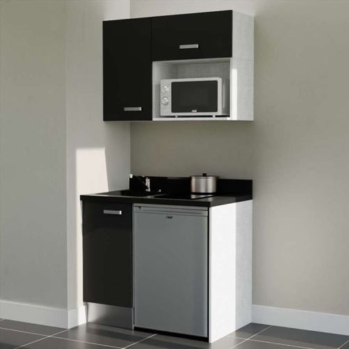 K00 : Noir - Plan Monobloc Nero Évier à Gauche + Electro Inox