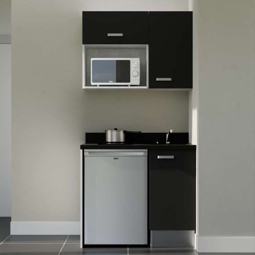 K00 : Noir - Plan Monobloc Nero Évier à Droite + Electro Inox