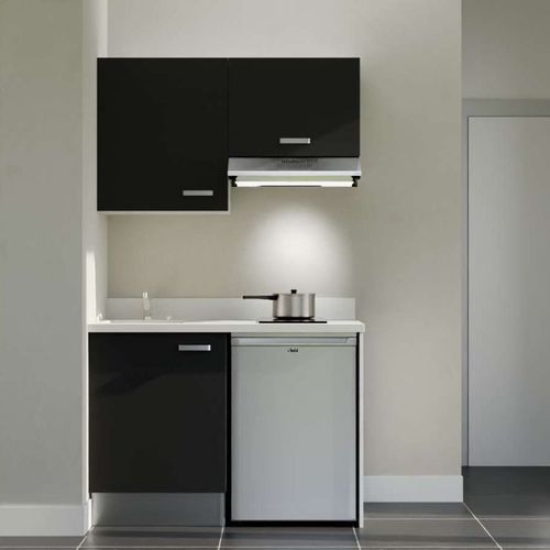 K01 : Noir - Plan Monobloc Snova Évier à Gauche + Electro Inox