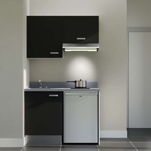 K01 : Noir - Plan Monobloc Cromo Évier à Gauche + Electro Inox