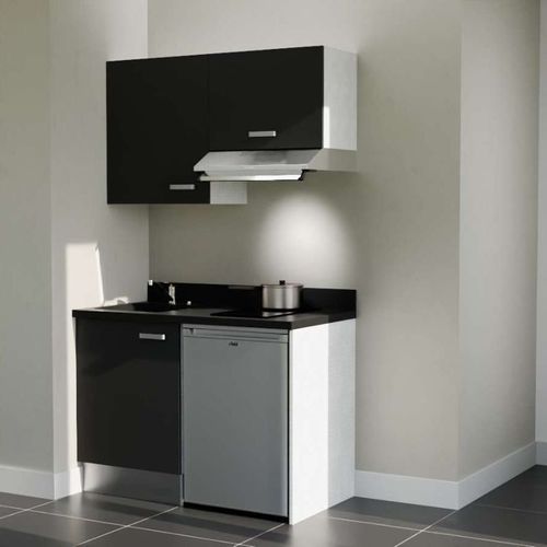 K01 : Noir - Plan Monobloc Nero Évier à Gauche + Electro Inox