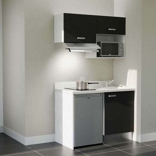 K02 : Noir - Plan Monobloc Snova Évier à Droite + Electro Inox