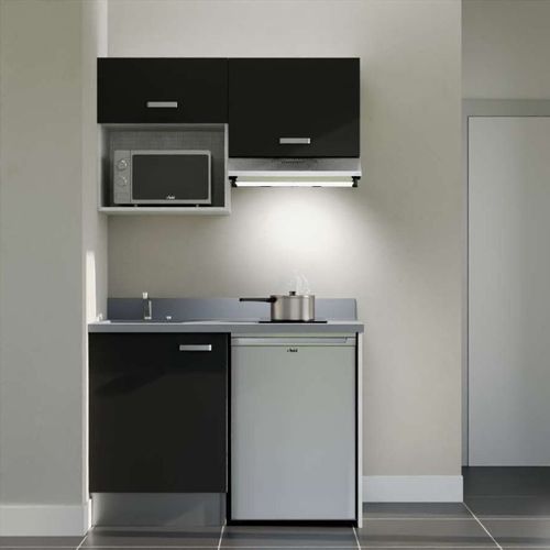 K02 : Noir - Plan Monobloc Cromo Évier à Gauche + Electro Inox