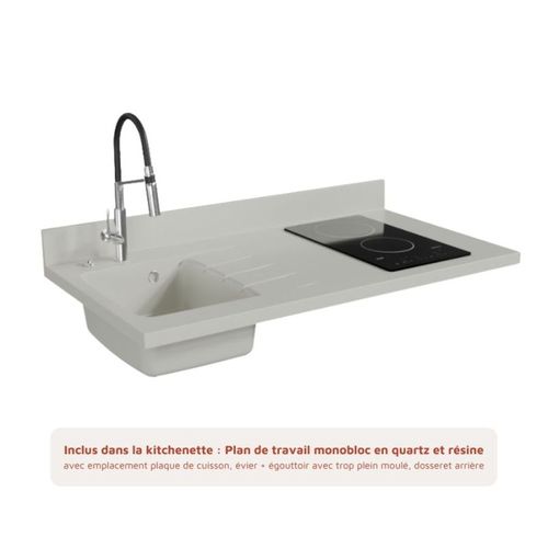 K08 : Noir - Plan Monobloc Snova Évier à Gauche + Electro Inox