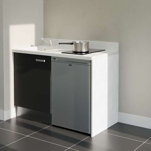 K08 : Noir - Plan Monobloc Snova Évier à Gauche + Electro Inox