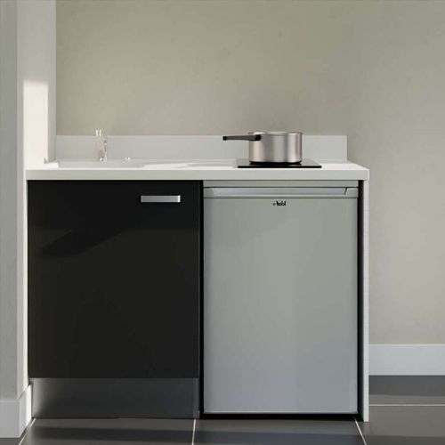 K08 : Noir - Plan Monobloc Snova Évier à Gauche + Electro Inox