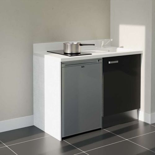 K08 : Noir - Plan Monobloc Snova Évier à Droite + Electro Inox