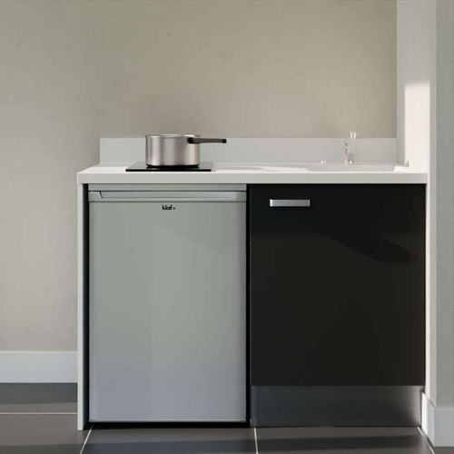 K08 : Noir - Plan Monobloc Snova Évier à Droite + Electro Inox