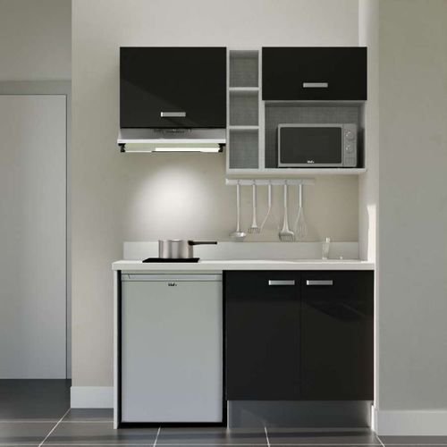 K13 : Noir - Plan Monobloc Snova Évier à Droite + Electro Inox