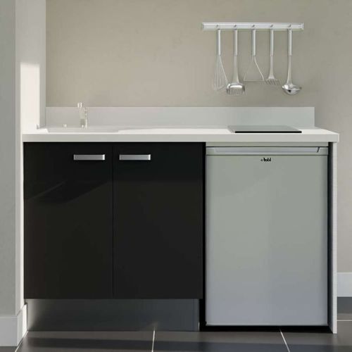 K17 : Noir - Plan Monobloc Snova Évier à Gauche + Electro Inox