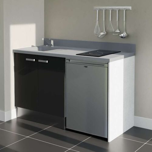 K17 : Noir - Plan Monobloc Cromo Évier à Gauche + Electro Inox