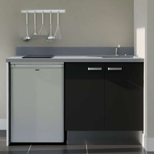 K17 : Noir - Plan Monobloc Cromo Évier à Droite + Electro Inox