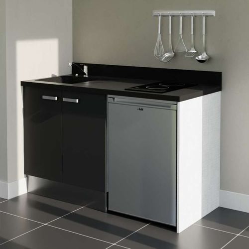 K17 : Noir - Plan Monobloc Nero Évier à Gauche + Electro Inox