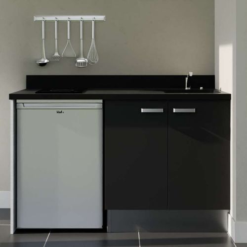 K17 : Noir - Plan Monobloc Nero Évier à Droite + Electro Inox