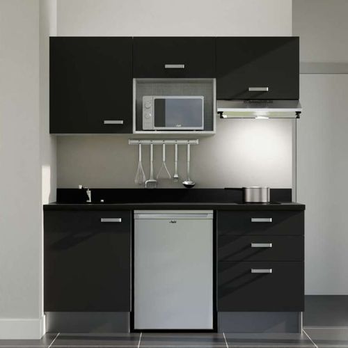 K20 : Noir - Plan Monobloc Nero Évier à Gauche + Electro Inox