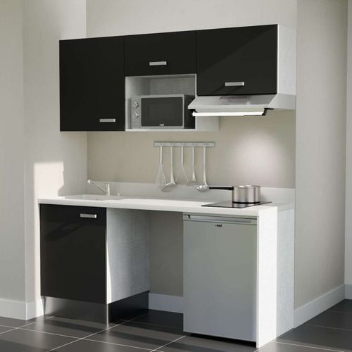 K55 : Noir - Plan Monobloc Snova Évier à Gauche + Electro Inox