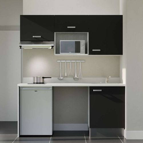 K55 : Noir - Plan Monobloc Snova Évier à Droite + Electro Inox