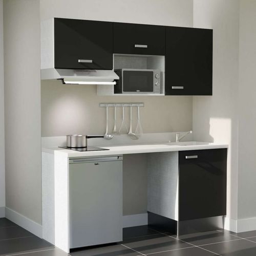 K55 : Noir - Plan Monobloc Snova Évier à Droite + Electro Inox