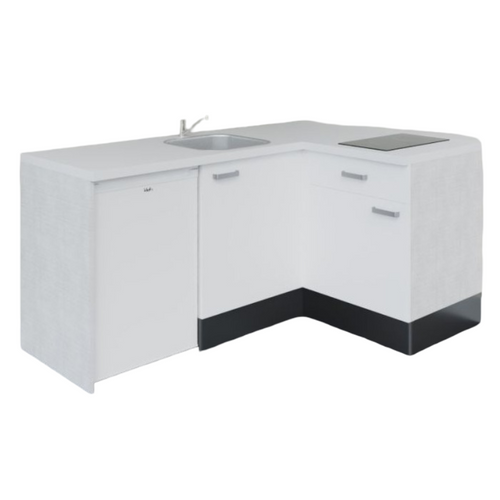 Kitchenette D'angle Ka01l-pt-façade Blanc-plan Blanc-evier Inox-crédences Non+electro Blanc