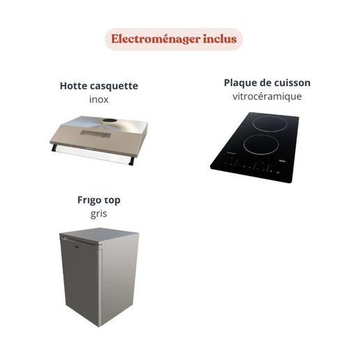 Kitchenette D'angle Ka02l-pt-façade Gris-plan Bois-evier Inox-crédences Non+electro Inox
