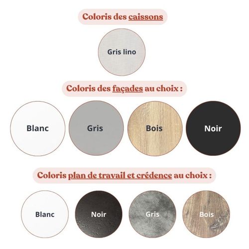 Kitchenette K07l-pt - 120 Cm-façade Noir-plan Noir Texturé-evier Inox-crédences Non+electro Blanc