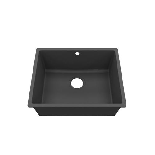 Kitchenette K02l-pt - 120 Cm Avec Plan De Travail Et Évier - Façade Noir - Plan Gris - Evier Noir