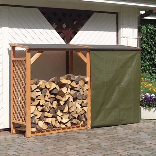 Abri Bûches En Bois Coloris Miel Avec Extension