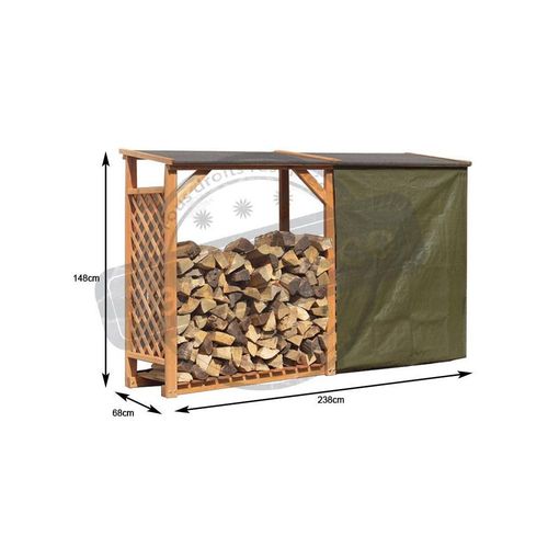 Abri Bûches En Bois Coloris Miel Avec Extension