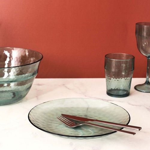 Assiettes En Plastique Effet Martelé (lot De 6) Bleu Turquoise