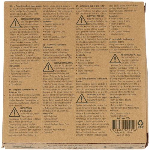 Spirales Citronelle Dans Brûleur En Métal Lot De 6