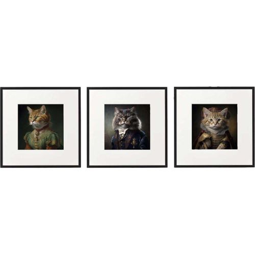 Tableau Décoratif Animal Head 40 X 40 Cm (lot De 3) Chats