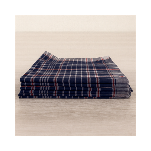 Lot De 6 Mouchoirs De Travail Carreaux André- 100% Coton - Doux Et Écologique - 50x50cm