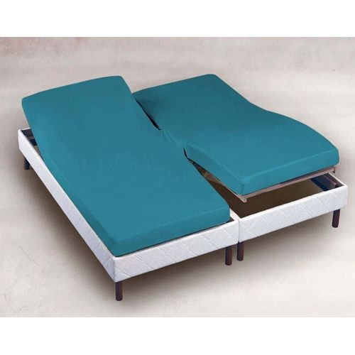 Drap Housse 2x80x200 Cm Bleu Canard Tpr