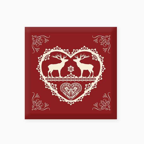 Lot De 2 Taies Carrées Winter Rouge Et Gris Pur Coton