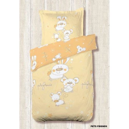 Housse De Couette Bébé Pets Friends Jaune 100x140