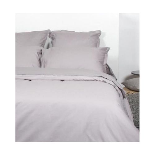 Housse De Couette 240x280 Cm Unie Gris Souris 100% Coton 57 Fils/cm² + 2 Taies Assorties –