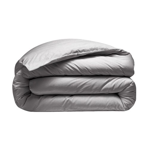 Housse De Couette Gris Perle 280x240 Cm + 2 Taies 65x65 Cm – 100% Percale 80 Fils - Finition Rabat